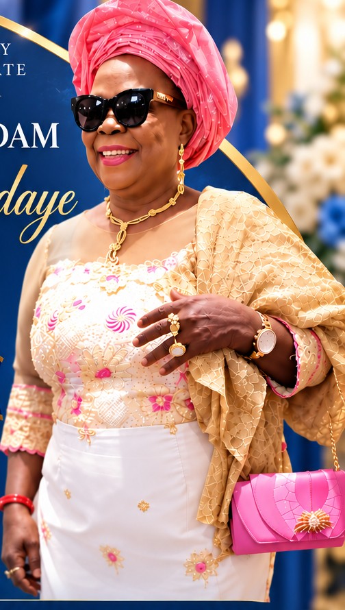 Deaconess Madam Patience Okundaye smiling in traditional attire